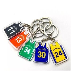 Bundle of 5 NBA Jersey Keychains - Bryant, Curry, Harden